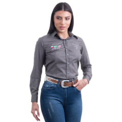 Camisa Feminina Texas Farm Para Competição Manga Longa Bordado - Ref.CAP007 - Escolha a cor