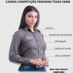 Camisa Feminina Texas Farm Para Competição Manga Longa Bordado - Ref.CAP007 - Escolha a cor