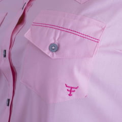 Camisa Feminina Texas Farm Rosa BB Manga Longa Bordada R. CAF124