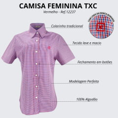 Camisa Feminina TXC Custom Manga Curta Xadrez Vermelho R:12237