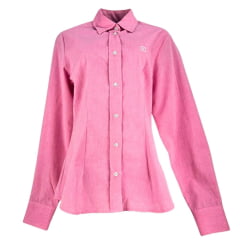 Camisa Feminina TXC Custom Manga Longa Rosa Bordado Branco - Ref: 12241L