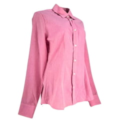 Camisa Feminina TXC Custom Manga Longa Rosa Bordado Branco - Ref: 12241L