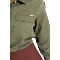 Camisa Feminina TXC Manga Longa Regular Tricoline Verde Militar Ref:12337L