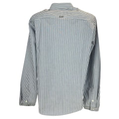Camisa Feminina TXC Manga Longa Tricoline Listrada Azul E Branco Com Logo Plaquinha Ref:12345L
