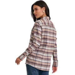 Camisa Feminina TXC Regular Flanelado Manga Longa Xadrez Marrom/Bege E Laranja Logo Marrom Ref:12381L