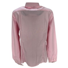 Camisa Feminina TXC Slim Tricoline Xadrez Rosa Manga Longa Com Logo Bordado Azul Claro Ref:12070L