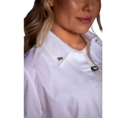 Camisa Feminina West Dust Cropped Fay Branca Manga Longa Com Pingente Na Gola Ref:CA29540