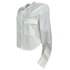 Camisa Feminina West Dust Cropped Fay Branca Manga Longa Com Pingente Na Gola Ref:CA29540