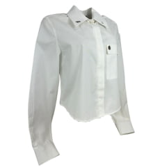 Camisa Feminina West Dust Cropped Fay Branca Manga Longa Com Pingente Na Gola Ref:CA29540