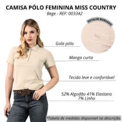 Camisa Polo Feminina Miss Country Brisa Off White Manga Curta - REF: 003342