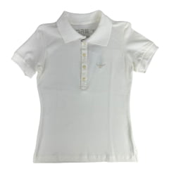 Camisa Polo Feminina Os Moiadeiros Champagne Com Logo Bordada Off White Ref:CPF45 Camisa Polo Feminina Os Moiadeiros Champagne Com Logo Bordada Off White Ref:CPF45