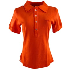 Camisa Polo Feminina Os Moiadeiros Laranja Com Logo Bordada Ref.CPF42