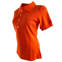 Camisa Polo Feminina Os Moiadeiros Laranja Com Logo Bordada Ref.CPF42