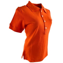 Camisa Polo Feminina Os Moiadeiros Laranja Com Logo Bordada Ref.CPF42