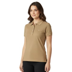 Camisa Polo Feminina Os Moiadeiros Areia Logo Bordado Bege Ref:CPF48 Camisa Polo Feminina Os Moiadeiros Areia Logo Bordado Bege Ref:CPF48