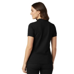 Camisa Polo Feminina Os Moiadeiros Preto Com Logo Bordado Preto Ref:CPF47
