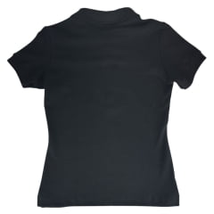 Camisa Polo Feminina Os Moiadeiros Preto Com Logo Bordado Preto Ref:CPF47