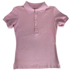 Camisa Polo Feminina Os Moiadeiros Rosa Flamingo Com Logo Bordado Rosa Ref:CPF52