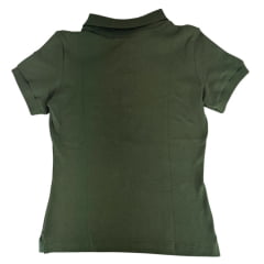 Camisa Polo Feminina Os Moiadeiros Verde Musgo Com Logo Bordado Verde Folha Ref:CPF46