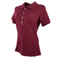 Camisa Polo Feminina Os Moiadeiros Vinho Com Logo Bordada em Vinho Ref.CPF38