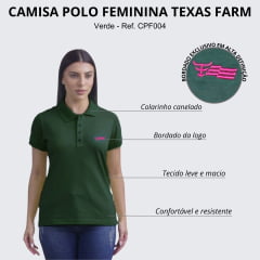 Camisa Polo Feminina Texas Farm Manga Curta Com Logo Bordado R: CPF004 - Escolha a cor