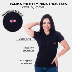 Camisa Polo Feminina Texas Farm Manga Curta Com Logo Bordado Ref:CP005 - Escolha a cor