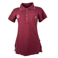 Camisa Polo Feminina Texas Farm New Style Manga Curta Vermelho Vinho Com Bordado Bandeira U.S.A Ref:CPF008