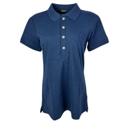 Camisa Polo Feminina TXC Custom Manga Curta Azul Marinho Com Bordado