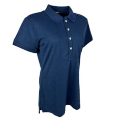 Camisa Polo Feminina TXC Custom Manga Curta Azul Marinho Com Bordado