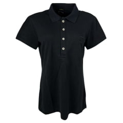 Camisa Polo Feminina TXC Custom Manga Curta Preto Com Bordado