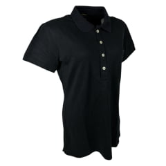 Camisa Polo Feminina TXC Custom Manga Curta Preto Com Bordado