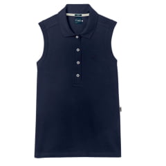 Camisa Polo Feminina TXC Slim Custom Sem Manga Azul Marinho Logo Bordado - REF: 27267