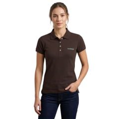 Camisa Polo Feminina TXC Slim Manga Curta Marrom Com Logo Aplicado Ref:RAM27057