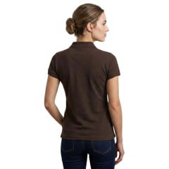 Camisa Polo Feminina TXC Slim Manga Curta Marrom Com Logo Aplicado Ref:RAM27057