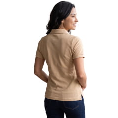 Camisa Polo Feminina TXC Slim Piquet Manga Curta Bege Logo Emborrachada Ref: 27345