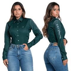 Camisa Feminina Buphallos Verde Preta Ref. BPL459/BPL461 