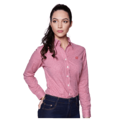 Camisa Feminina TXC Manga Longa Custom Xadrez Vermelho - REF: 12053 L