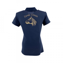  Camiseta Polo Feminina Cavalo Crioulo - Azul