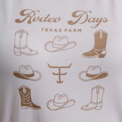 Camiseta Feminina Texas Farm Baby Look Off White Com Estampa Em Marrom REF:CF364
