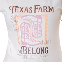 Camiseta Feminina Texas Farm Baby Look Stamp Off White Estampada REF:CF374
