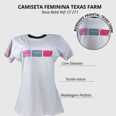 Camiseta Babylook Feminina Texas Farm Rosa Bebê Manga Curta Com Logo Quadrados Ref: Cf271