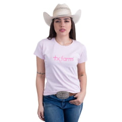 Camiseta Babylook Feminina Texas Farm Rosa Manga Curta Com Logo Em Pink Ref:CF129