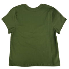 Camiseta Cropped Feminino Os Moiadeiros Manga Curta Básica Teen Verde Escuro Com Logo Bordado Ref:CRMF57