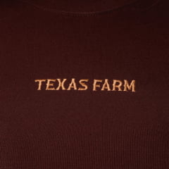 Cropped Feminino Texas Farm Manga Longa Cowgirl Skin Marrom Café Logo Caramelo Ref:CCS001