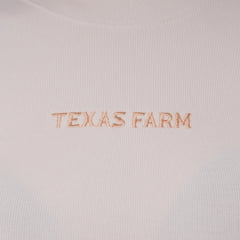 Cropped Feminino Texas Farm Manga Longa Cowgirl Skin Off White Logo Bege REF:CCS001