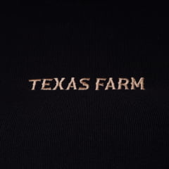 Cropped Feminino Texas Farm Manga Longa Cowgirl Skin Preto Logo Bege REF:CCS001