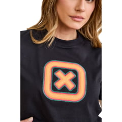 Cropped Feminino TXC Slim Fio 30 Preto Com Estampa Laranja Ref:51259