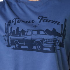 Cropped Feminino Texas Farm Oversized Manga Curta Azul Intense Estampa Logo Azul Marinho Ref:CCO007