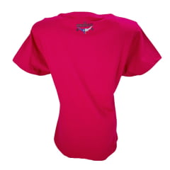 Camiseta Feminina Básica Os Boiadeiros Rosa 100% Algodão Com Logo Verde