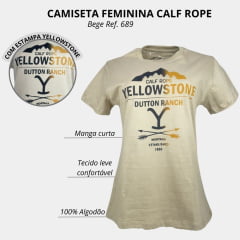 Camiseta Feminina Calf Rope Jeans Baby Look Manga Curta Estampada Yellowstone Ref:689